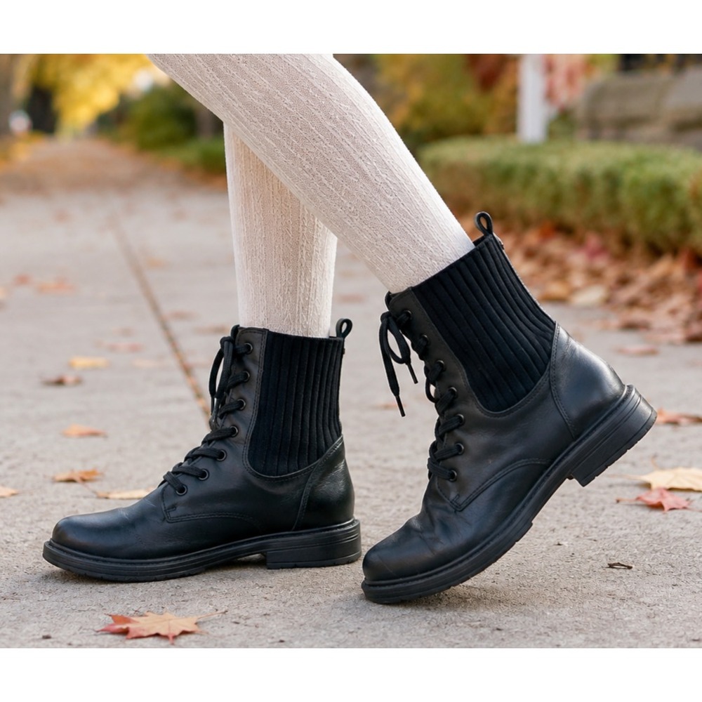 Sam Edelman Boots Kids Youth Girls Size 4 Black Leather Lydell Mini Combat Boot